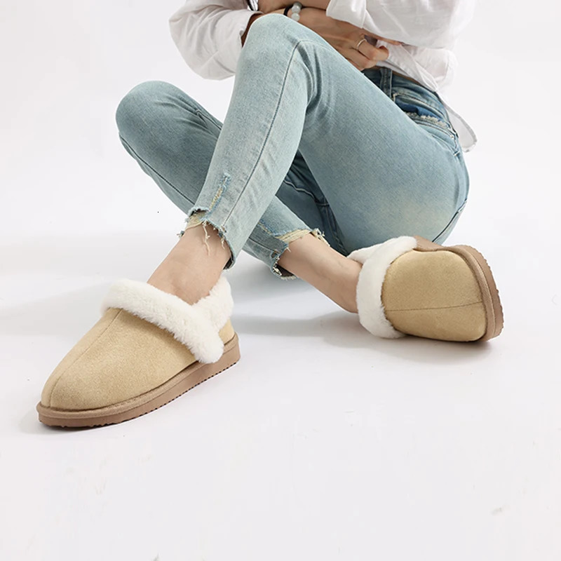 Pallene Womens Warm Fuzzy Slippers Non-slip Fur Fluffy Bedroom Slides Casual Furry Flat Slipper Winter Indoor Home Cotton Shoes 250113