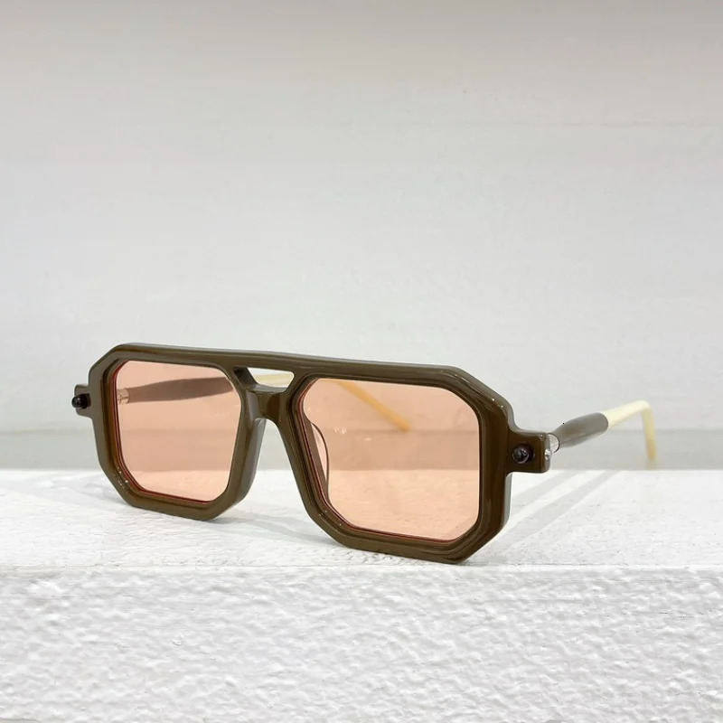 Personalized Fashion Sunglasses Mens Double Beam Square Large Frame Acetate Handmade UV400 Womens SUNGLASSES 250117