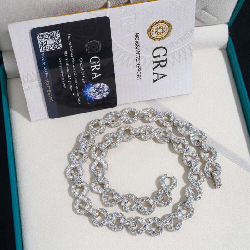 Hot sale design 13mm Infinity necklace VVS moissanite sterg sier ice out dia mossanite cuban k chain