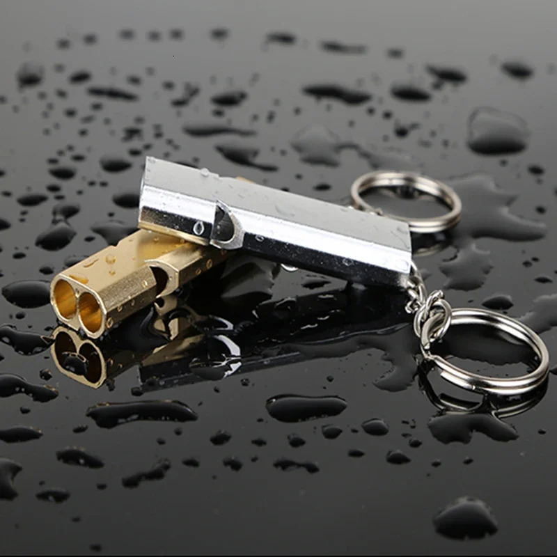 Portable Aluminum Safety Whistle For Outdoor Hiking Camping Survival Emergency Keychain Multi Tool Dualtube 250107