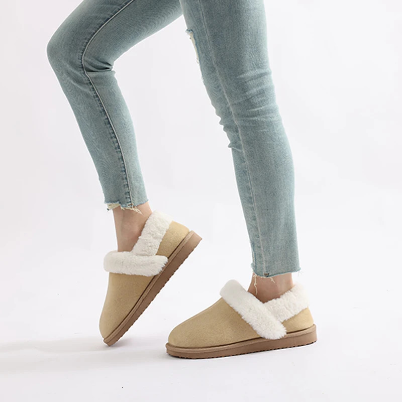 Pallene Womens Warm Fuzzy Slippers Non-slip Fur Fluffy Bedroom Slides Casual Furry Flat Slipper Winter Indoor Home Cotton Shoes 250113