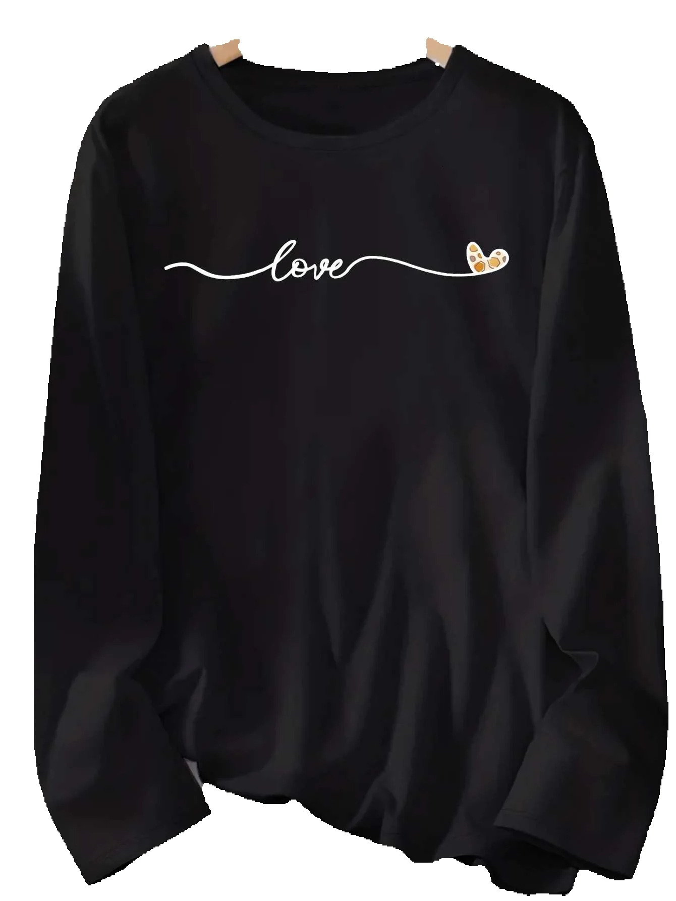 Spring And Autumn Women's T-shirt New Fashion Women's Black Casual Letter Printed Long Sleeved Designer T-shirt