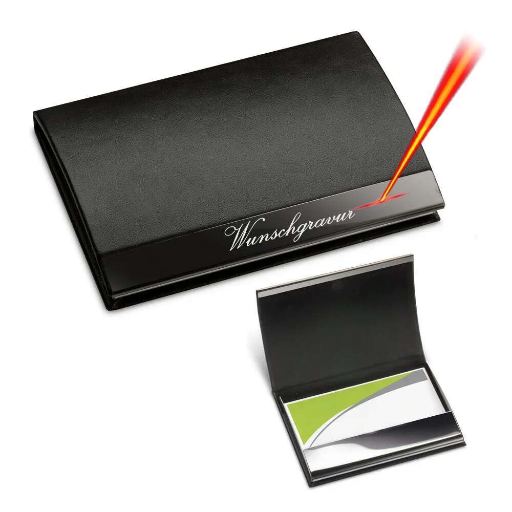 Personalized Metal Business Holder With Names Emed Square Personalised Small Credit Card Wallet Rfid Drop Shipping