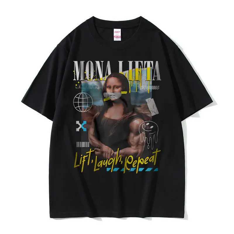Men's T-Shirts Funny Mona Elevator Oversized Pump Cover Meme Graphic Tshirt Men Women Vintage Gym T-shirt Summer Male Soft Cotton T Shirts H25117