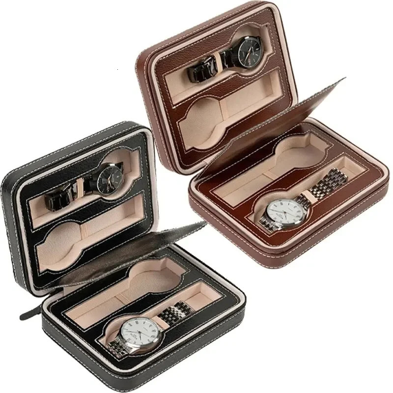 Travel Dustproof Embedded Watch Box Zipper Portable PU Leather Storage Case Watch Display Box For Trips And Gift Storage Bag 250117