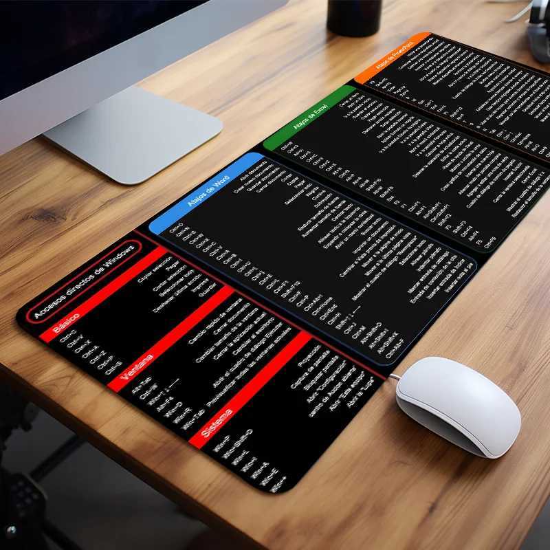 Spanish Excel Shortcuts Pattern Large Mouse Pad Office Desk Mat Computer Keyboard Pad Starters Gift for Office Workers Students O250118