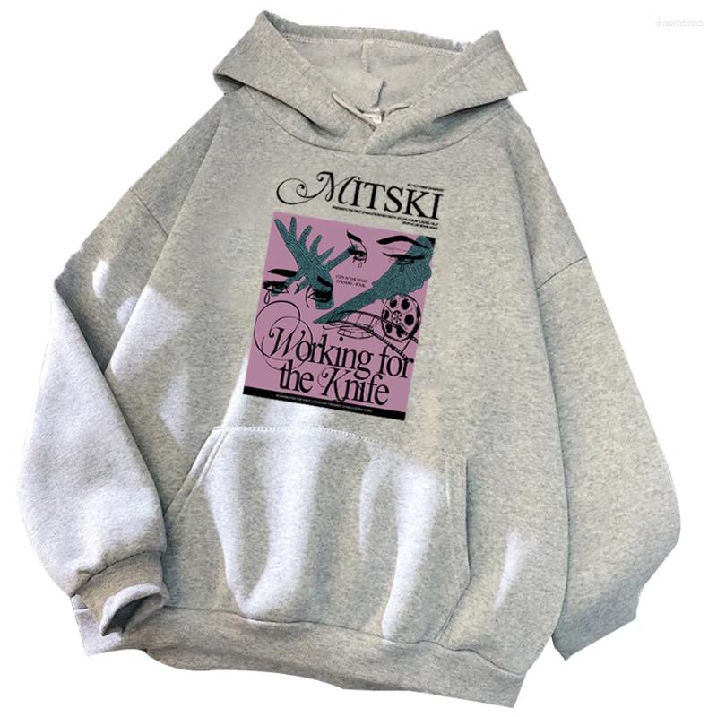 Men's Hoodies Mitski Hoodie Working For The Knife Music Merch Unisex Fashion Casual Harajuku Oversized Long Sleeve Sweatshirts