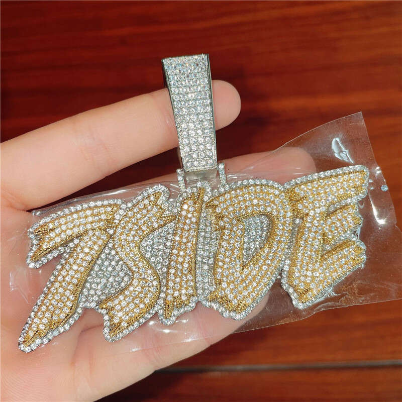 New Fashion Gold Plated Full CZ Dia Stone Ice Out DIY Custom Name Letters Pendant Necklace With Free 3mm 24inch Rope Chain Nice Jewelry Gift