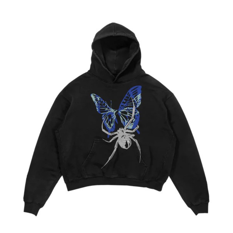 Woman Hoodies Y2K Harajuku Spider Butterfly printed letters Pullover Sweatshirts Large size man Hoodie cardigan Sport Letter Sweatshirt Casual Clothin