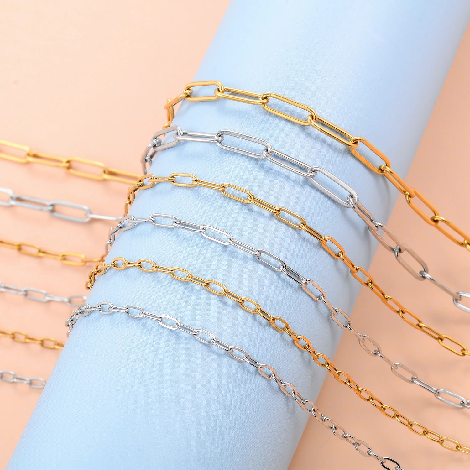 25274mm Paper Clip Chain Stainless Steel Necklace No Fade Link 18K Gold Plated Jewelry Accessorie 250114