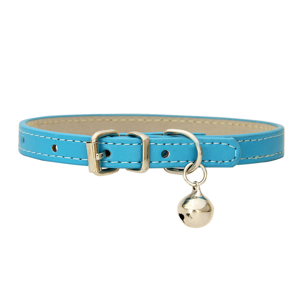 Amazon pet collar PU collar leather pet dog cat collar DIY dog bell collar wholesale