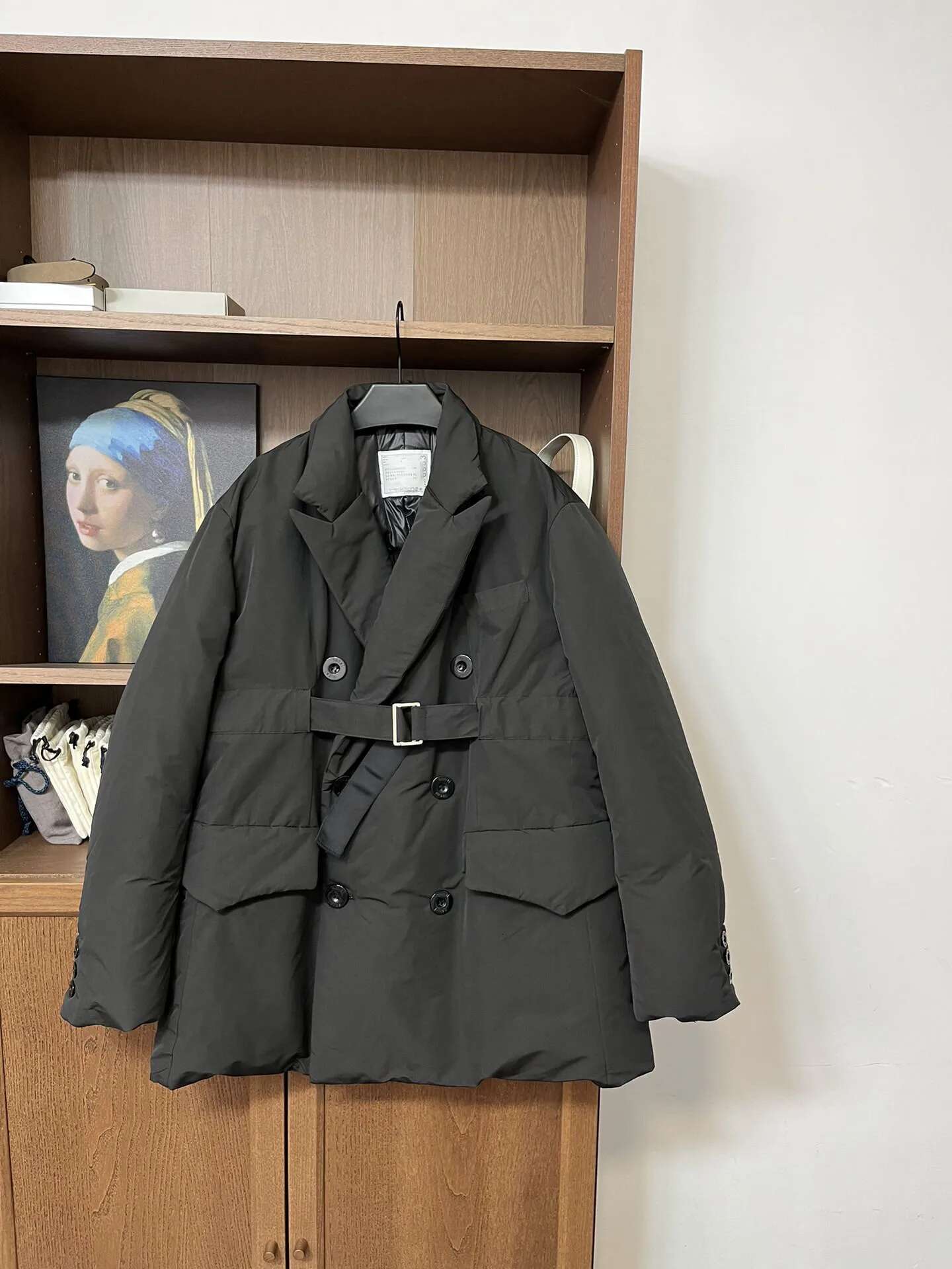 Top End Winter Women French Style Black Double Breasted Goose Down Jacket Elegant Lady Long Sleeve Waist Belt Midi Coat