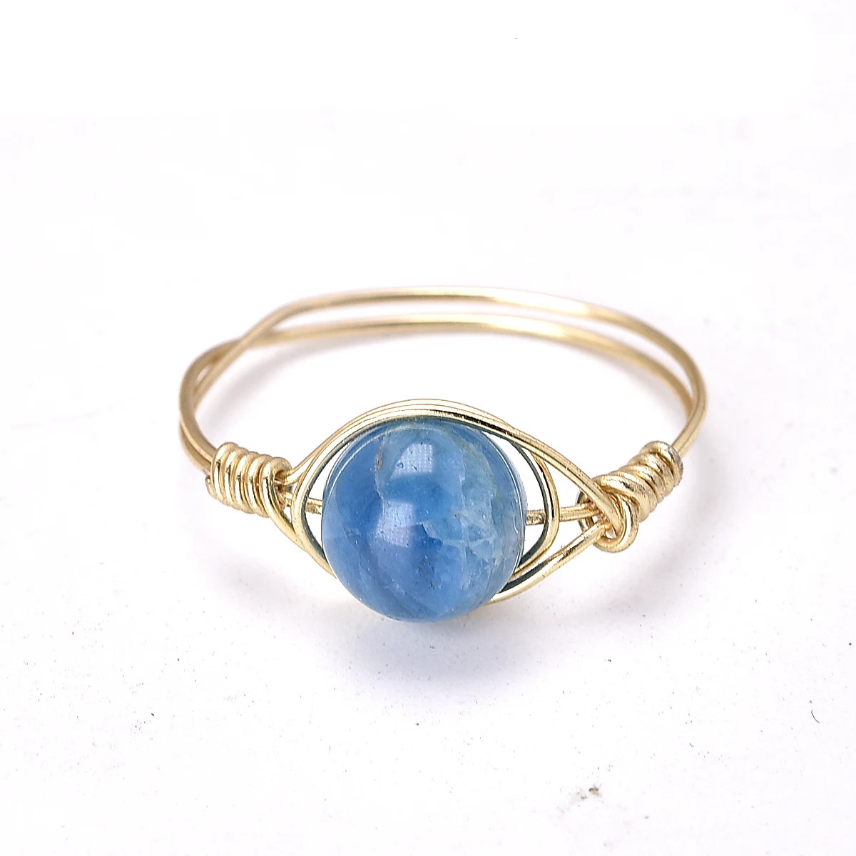 Dainty Friendship Copper Plated With 14K Gold Wire Wrapped Stone Rings Healing Crystals For Women Custom Hippie Jewelry 250110