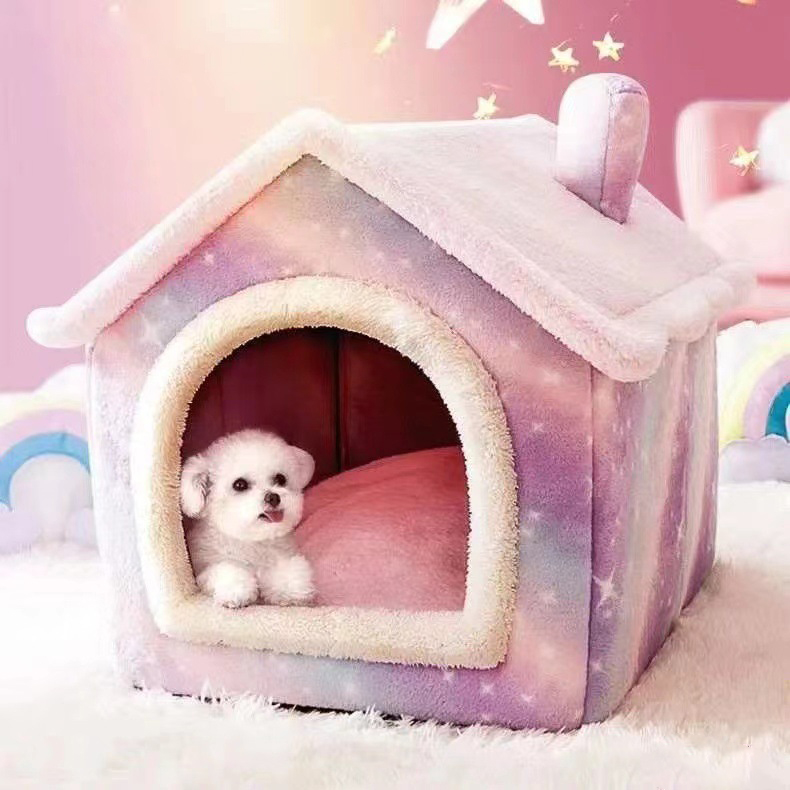 Houses & Kennels Accessories Bed Foldable Sleeping Removable Washable House Kennel For Indoor Cat Nest