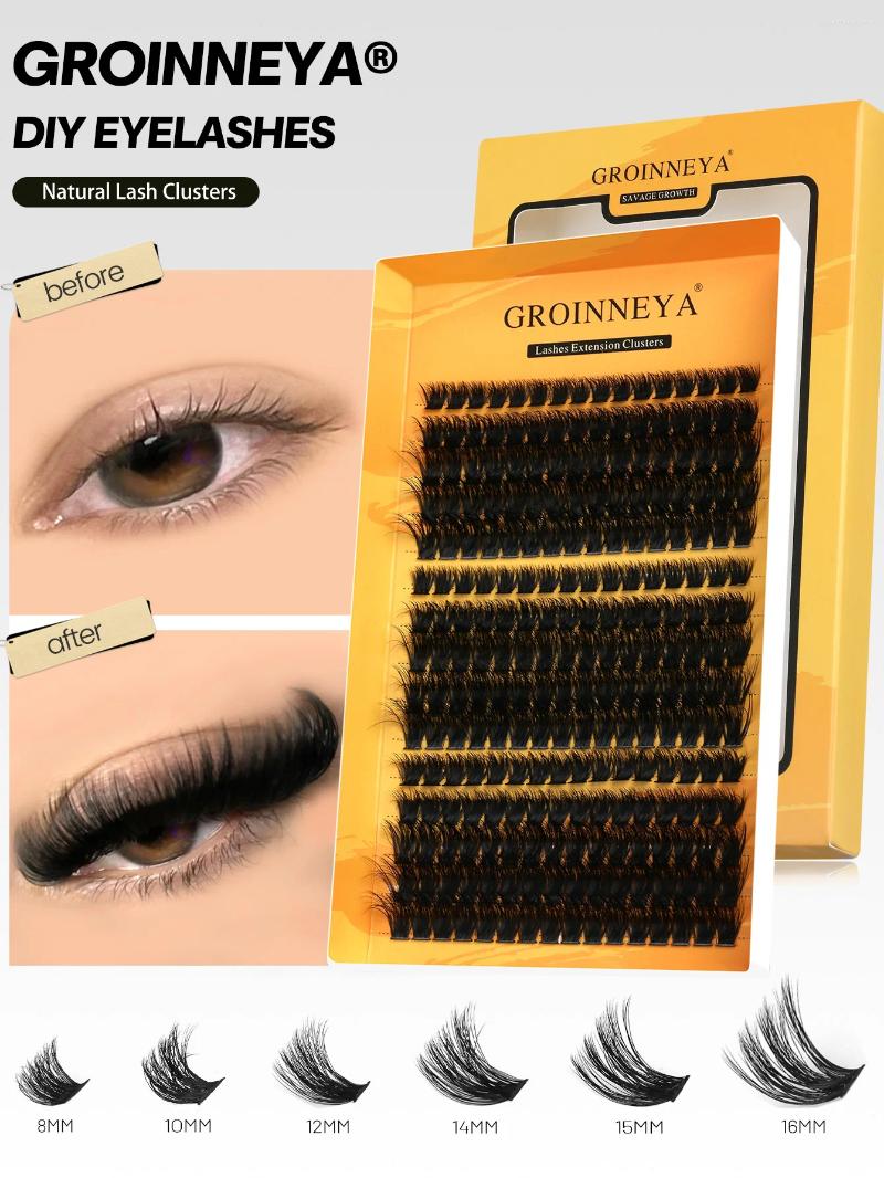 False Eyelashes GROINNEYA Cluster Lashes DIY Eyelash Extension C Curl Long Individual Mixed Tray Faux Mink Lash Clusters Extensions
