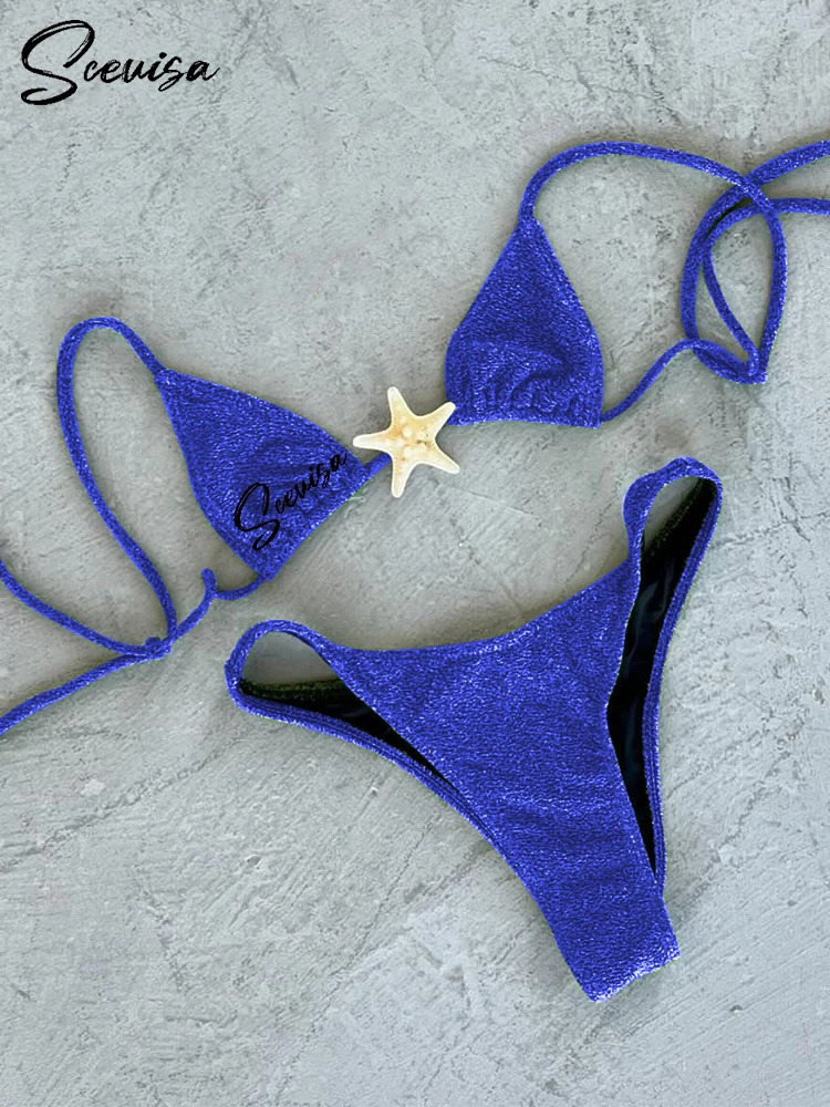 Sexy Low Waisted Bikini Set Swimsuit Starfish Swimwear Women Solid Strappy Beachwear Bathing Suits Brazilian bikini 250118