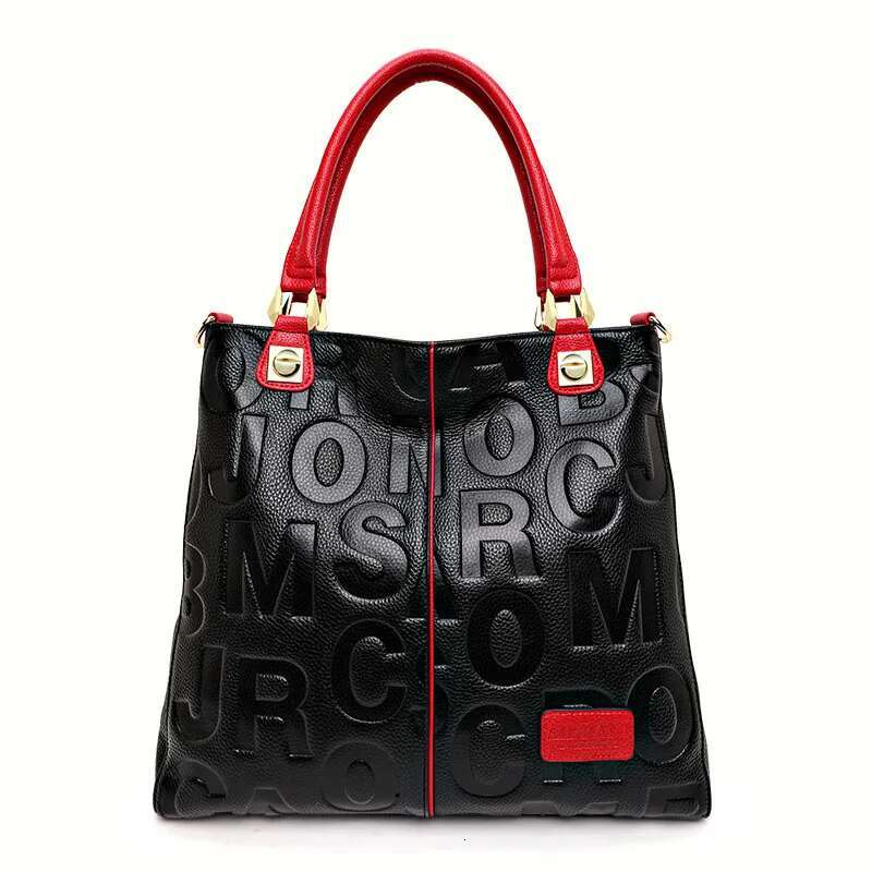 New Women's Cowhide Tote Fashionable And Versatile Large Capacity Letter Printed Handheld Shoulder Bag