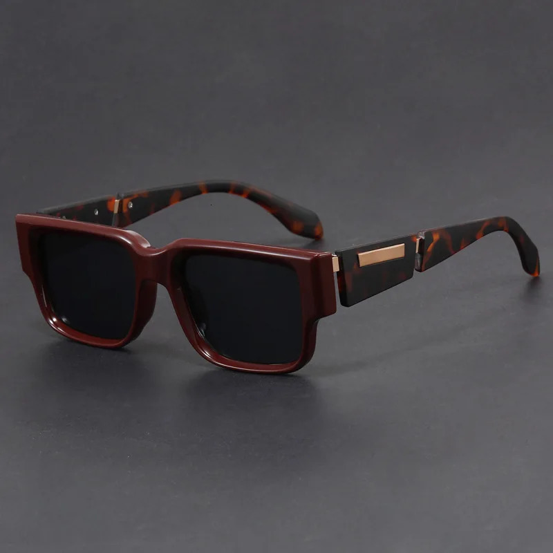 Narrow rectangle niche unique gray blue square thick frame sunglasses women men High quality trending product retro oculos 250117