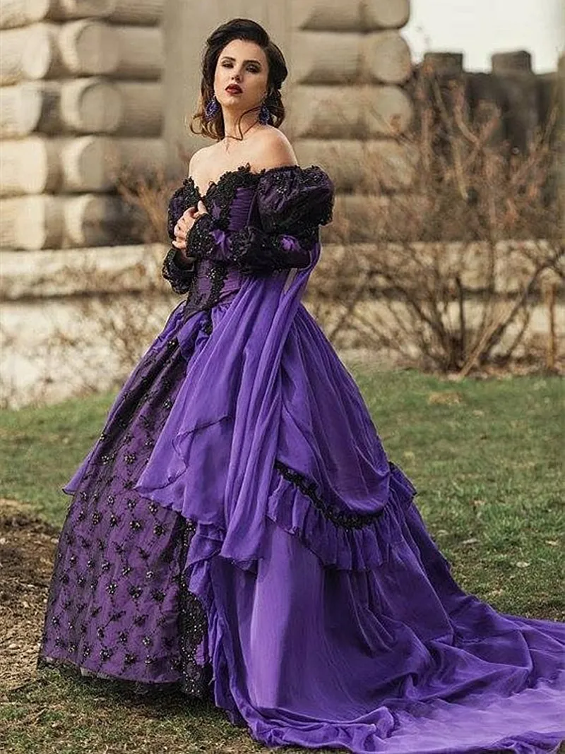 Medieval Gothic Prom Dresses With Cap Long Sleeves Princess Special occasion Dress Burgundy And Black Long Ball Gown Fantasy Formal Gown 2025