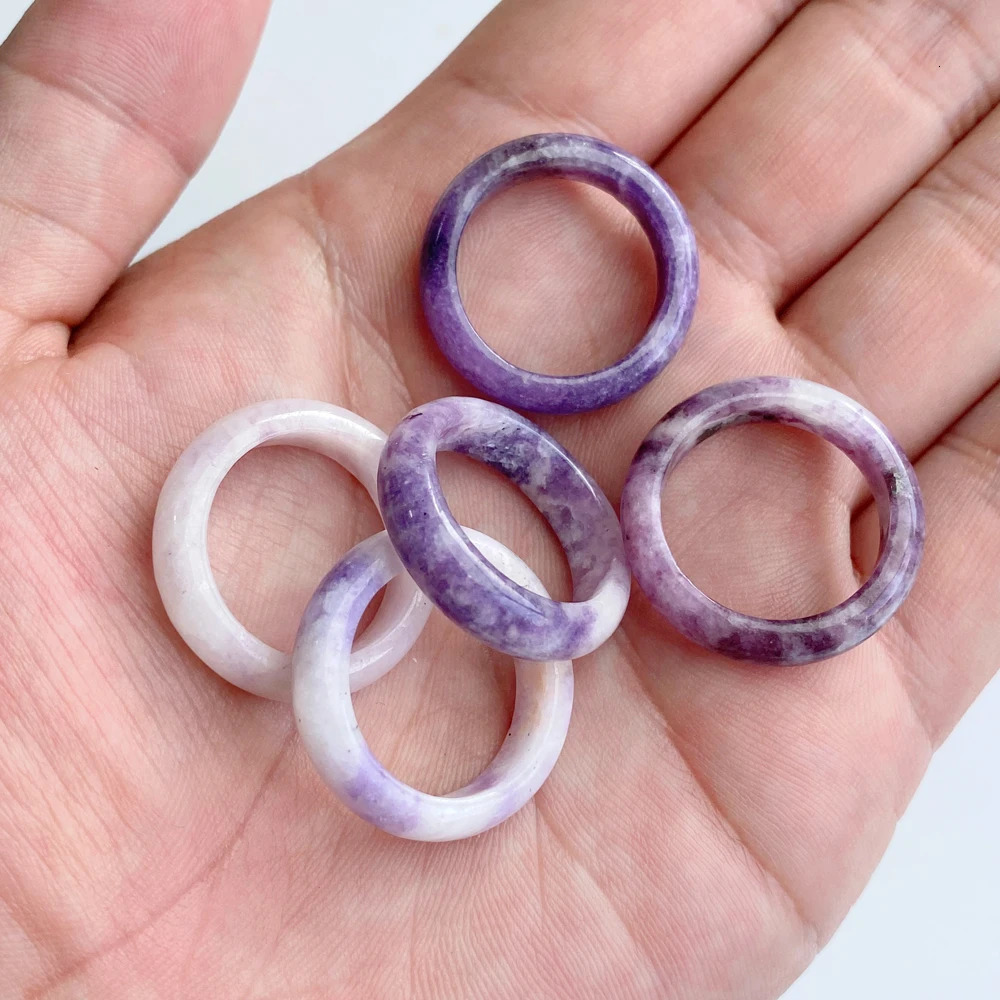 1620mm Natural Stone Round Finger Rings Hematite Tiger Eye Rose Quartzs Ring Yoga Healing Energy for DIY Necklaces 5PCS 250110