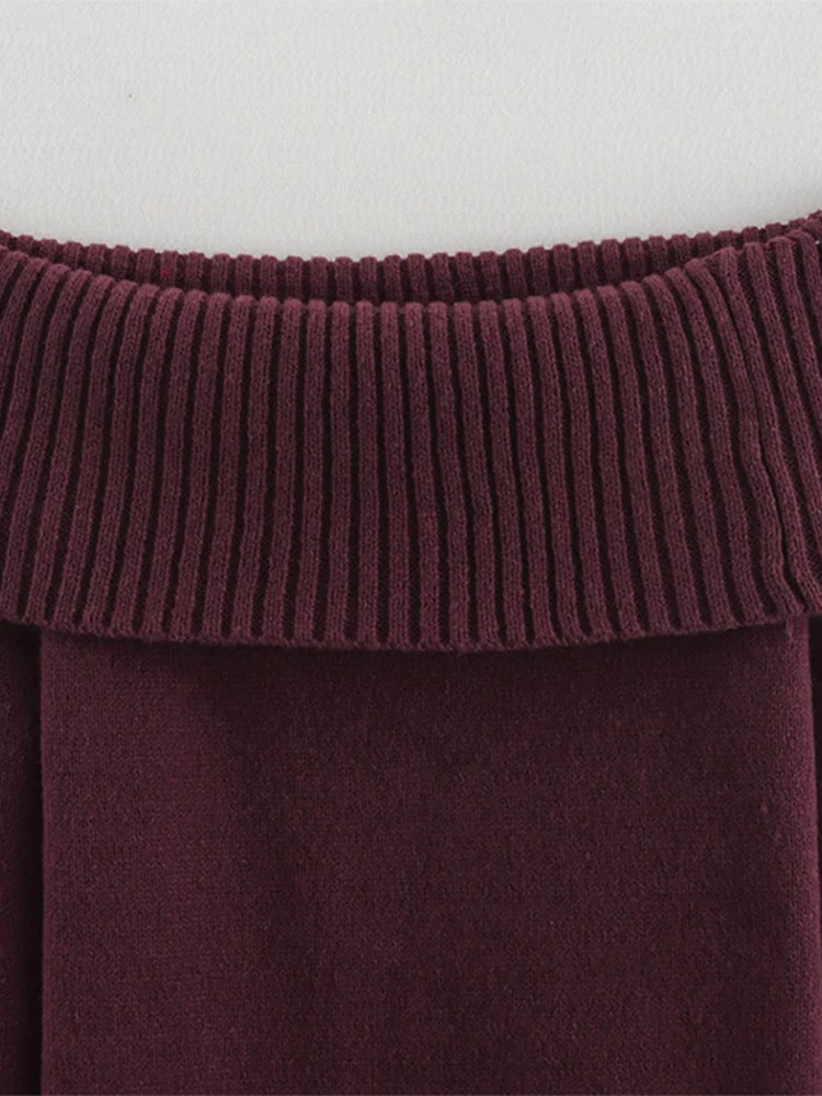 Fashion Off Shoulder Knitted Sweater For Women 2025 Spring Elegant Long Sleeve Pullover Female Street Knitwear Chic Tops 250107