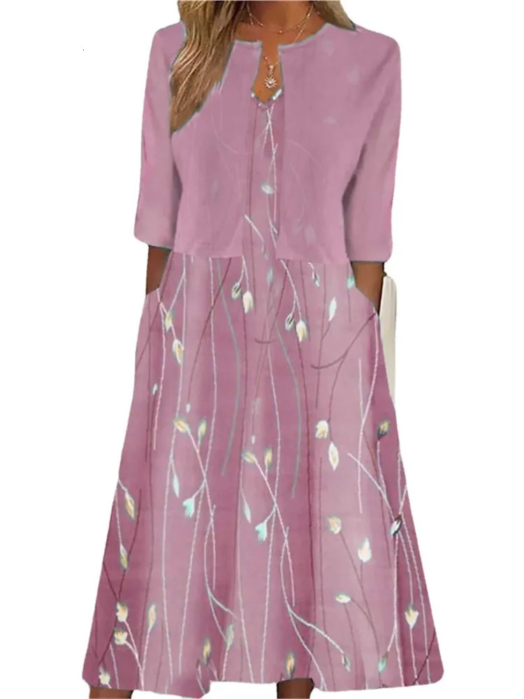 Womens V-neck floral print dress set summer bohemian sleeveless dress and cardigan jacket set casual beach dress two-piece set 250118