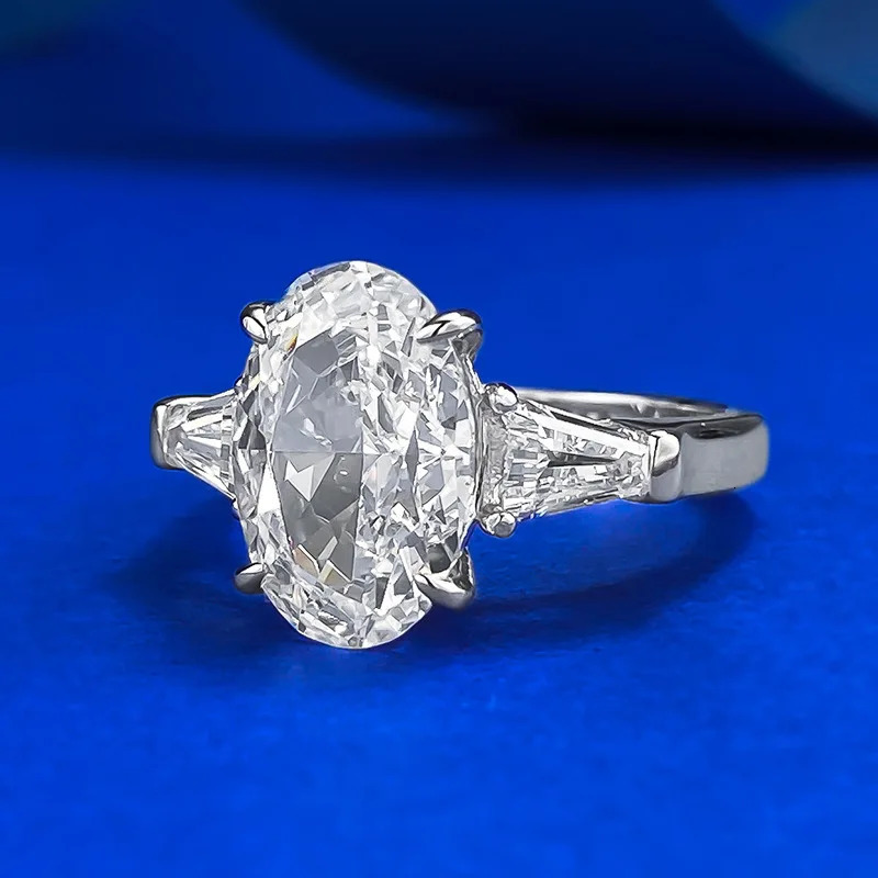 Chram Oval 4CT Lab Diamond Ring 100 Real 925 Sterling Silver Party Wedding Band Rings for Women Engagement Jewelry 250110