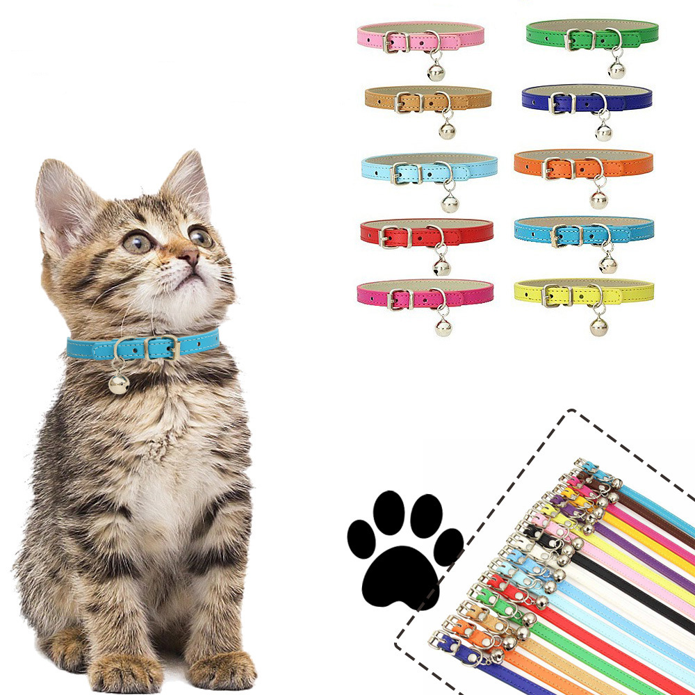 Amazon pet collar PU collar leather pet dog cat collar DIY dog bell collar wholesale