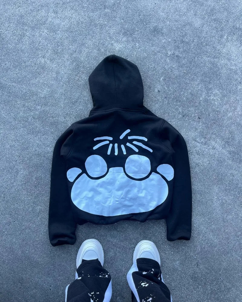 American Harajuku fashion cartoon letter print hoodie male y2k Goth punk couple Street trend casual loose oversized sweatshirt 250109