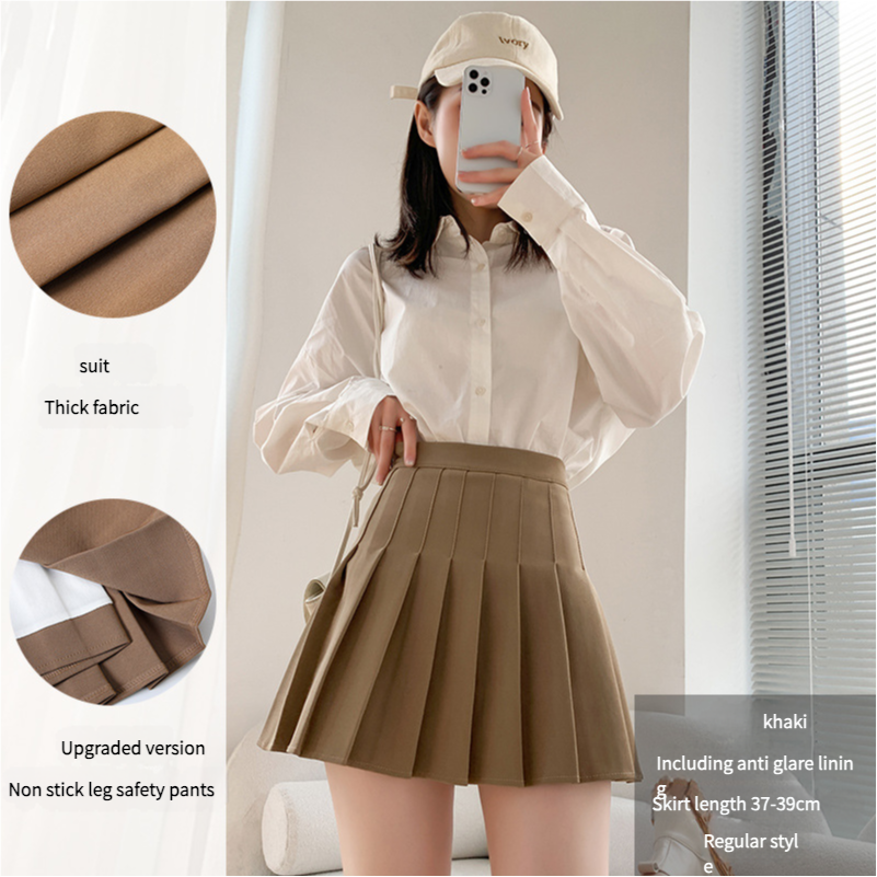 Pleated skirt for women summer white short skirt Japanese-style high-waist slimming autumn and winter new JK plaid, plus-size A-line