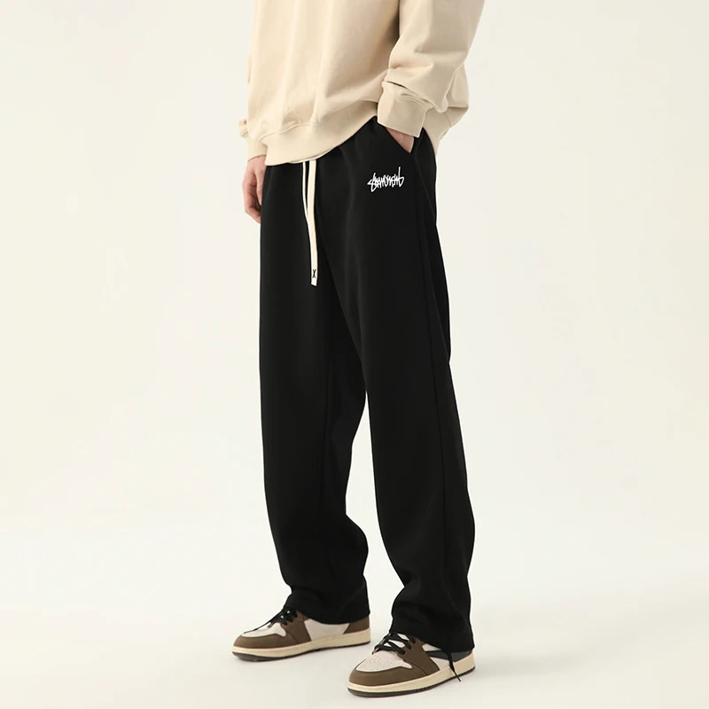 Mens Graphic Drawstring Waist Sweatpants Regular Fit Casual Pocket Straight Leg Pants for Daily Wear Bottoms Season 250110