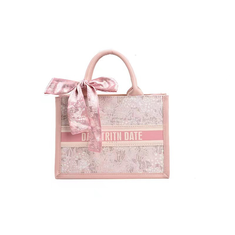 free shipping designer shoulder bags casual handbag Embroidery fashionable Tote bag for women 2025 new style pink grey