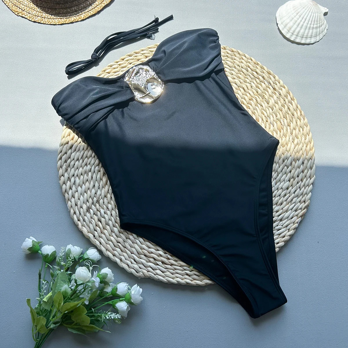 Sexy womens one-piece swimsuit womens swimsuit Bandeau Monokini swimsuit beach wear high waisted swimsuit 250117