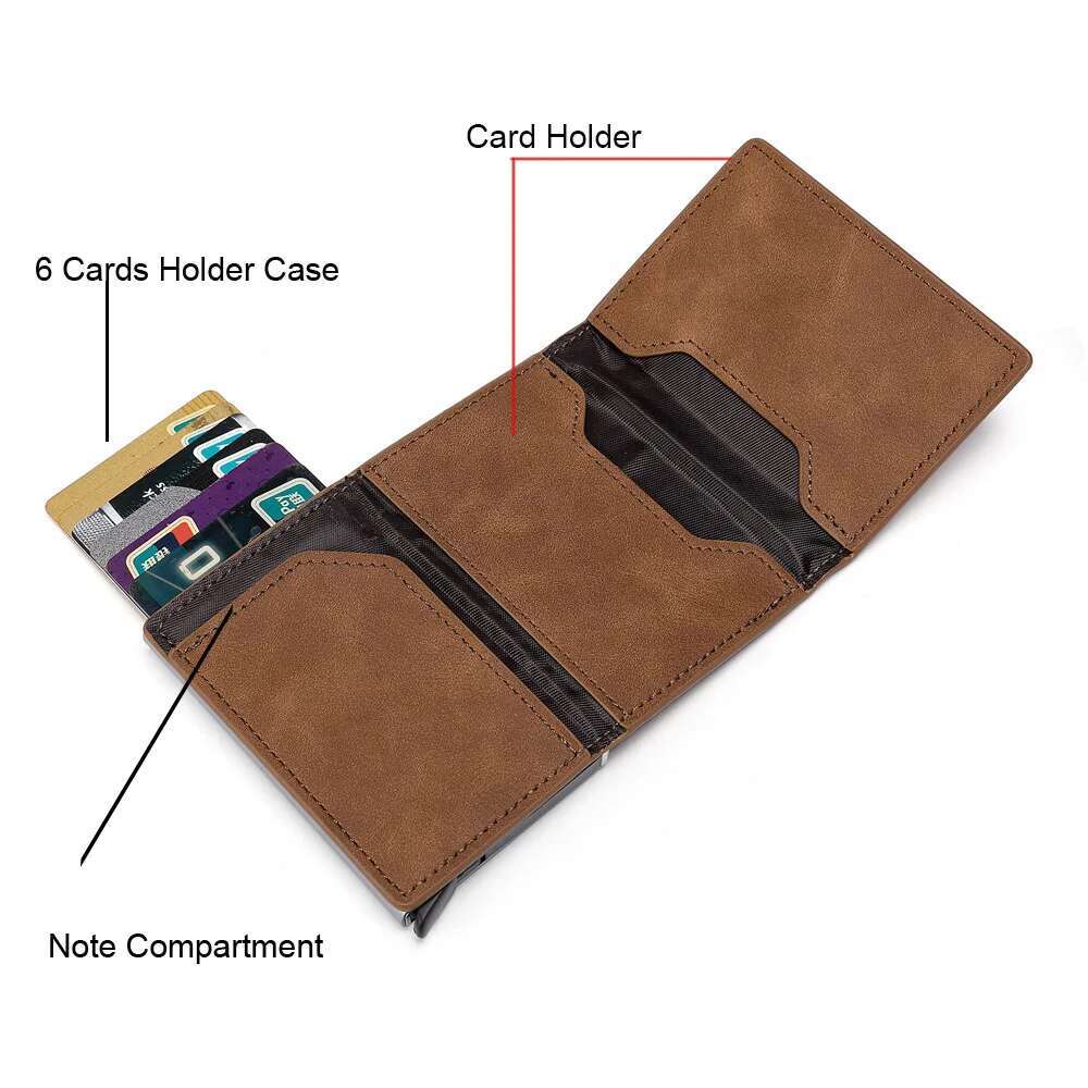 Customized Name RFID Leather Multifunction Magnet Wallet Men Credit Card Holder With Note Compartment & Coin Pocket Purse