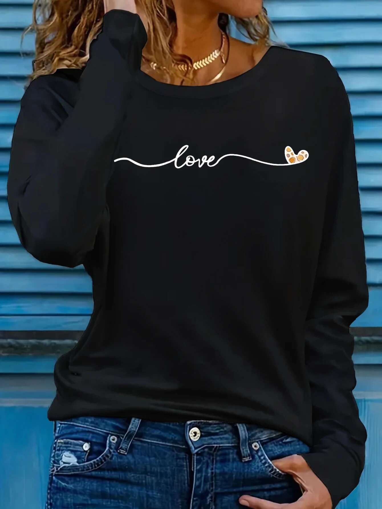 Spring And Autumn Women's T-shirt New Fashion Women's Black Casual Letter Printed Long Sleeved Designer T-shirt