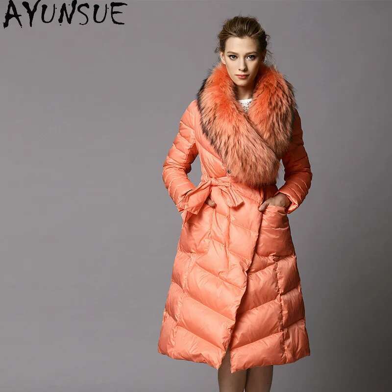 AYUNSUE Natural Raccoon Fur Collar Women's Winter Jacket Woman Parkas 2020 White Duck Down Coat Female Coats Hiver 1608201