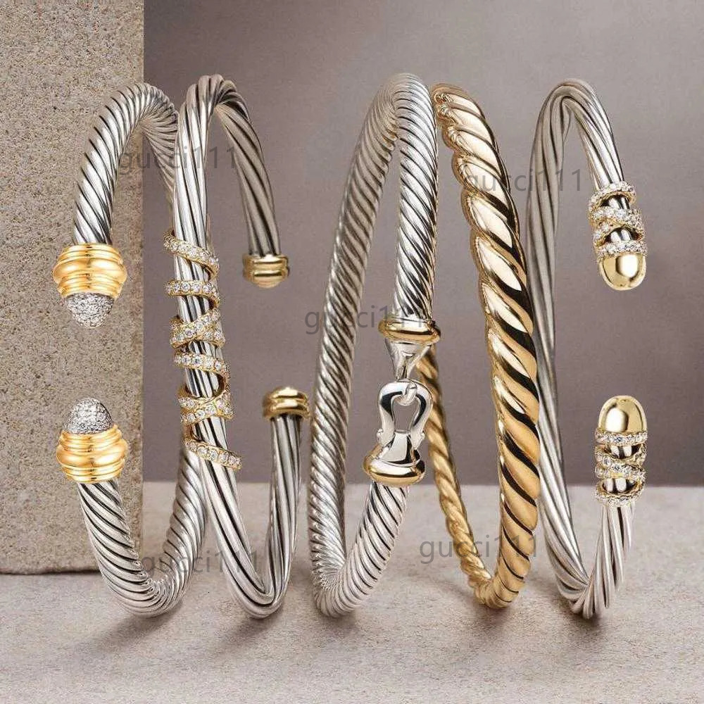 David Jewelry Yurmann Designer Stackable Bangle for Women men Bridal Wedding Cubic Zircon Open Bangle Bracelet Party Jewelry gift with box HFYS AY4X