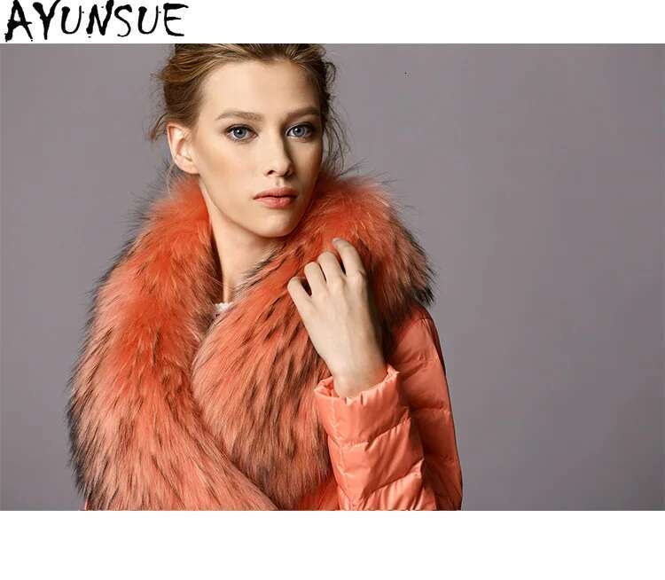 AYUNSUE Natural Raccoon Fur Collar Women's Winter Jacket Woman Parkas 2020 White Duck Down Coat Female Coats Hiver 1608201