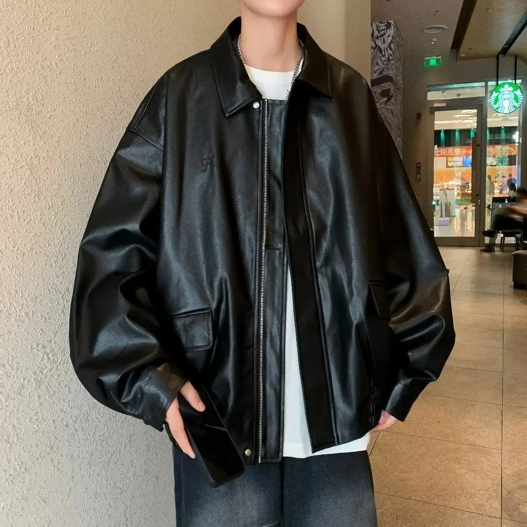 Brown Leather Jacket Style Men Womens Spring Autumn 2024 Motorcycle Clothing Cropped Coffee Color Vintage Maillard 250110