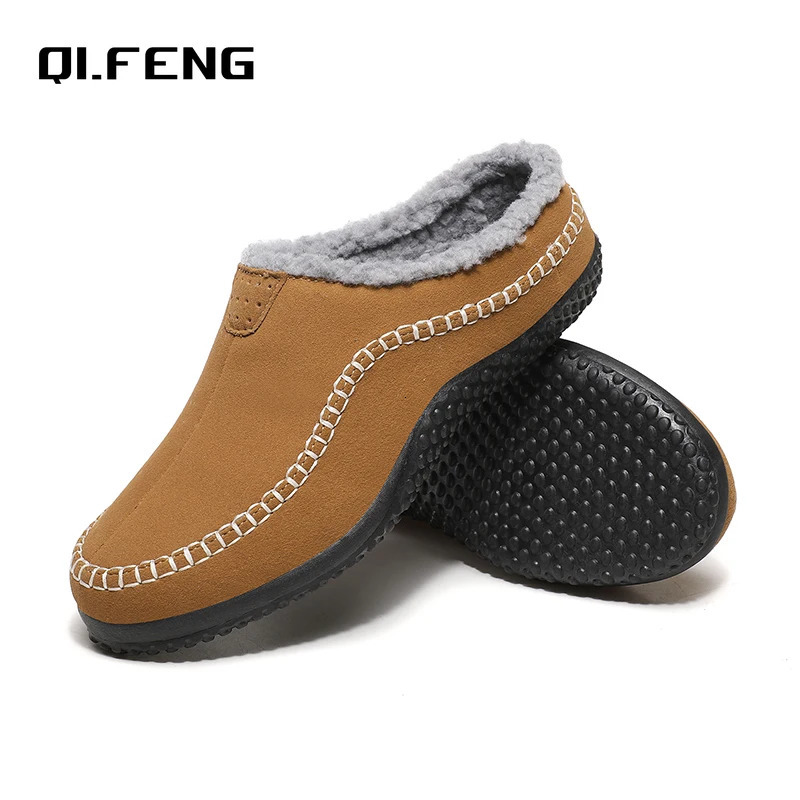 Large Indoor Plush Slippers Mens Winter Snow Outdoor Warm Shoes Fashion Anti slip Wear Resistant Casual Shoes Slip On Footwear250114bj