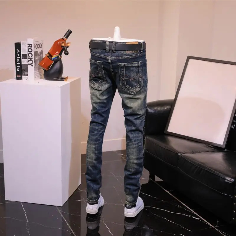 Trouser tear elastic perforated mens jeans slim fit jeans mens skinny jeans skinny jeans 250118