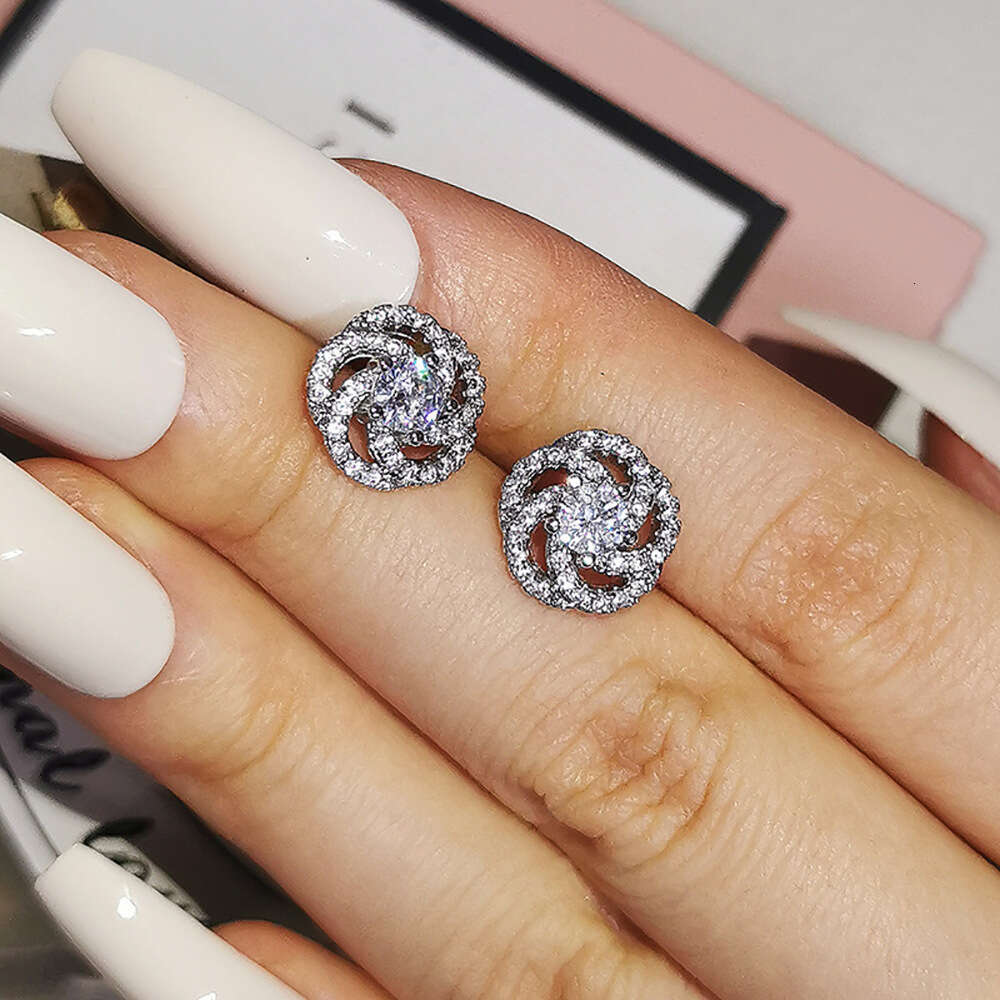 Designer jewelry Moissanite dia earrings Vecalon Lustre Promise Wedding Top quality Sterg Sier Dia Engagement earrings for girls