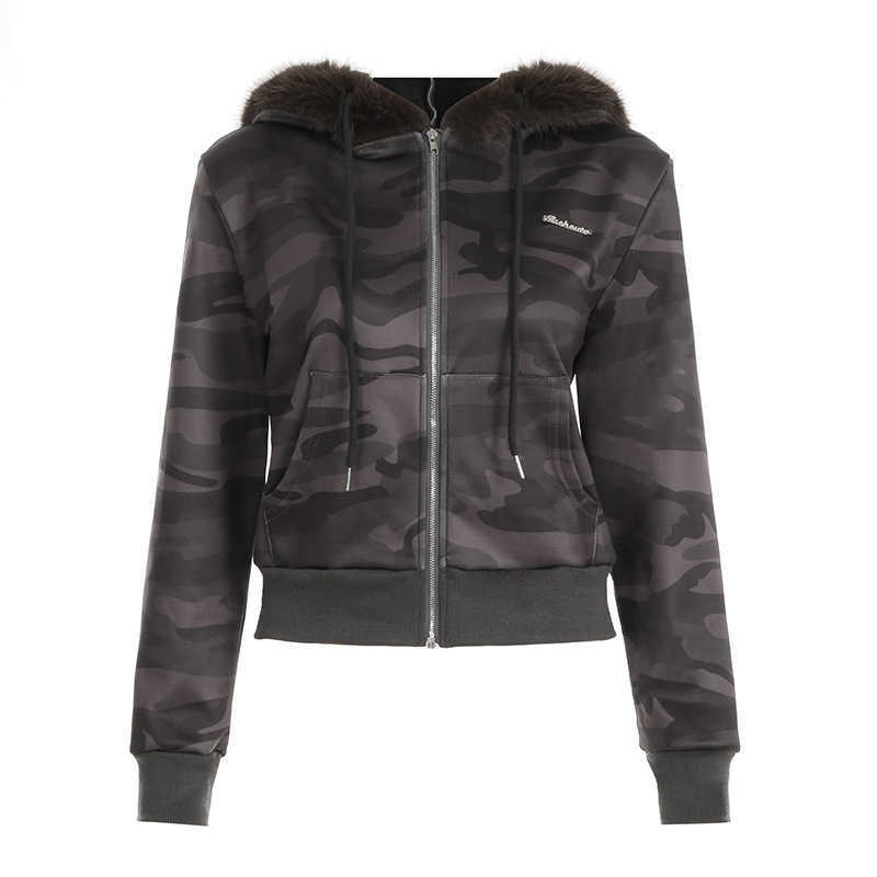 Autumn Winter Womens Fur Patchwork Fashionable Hooded Warm Solid Color Zipper Short Cardigan Jacket Women Jackets Coat Woman Fur 241209