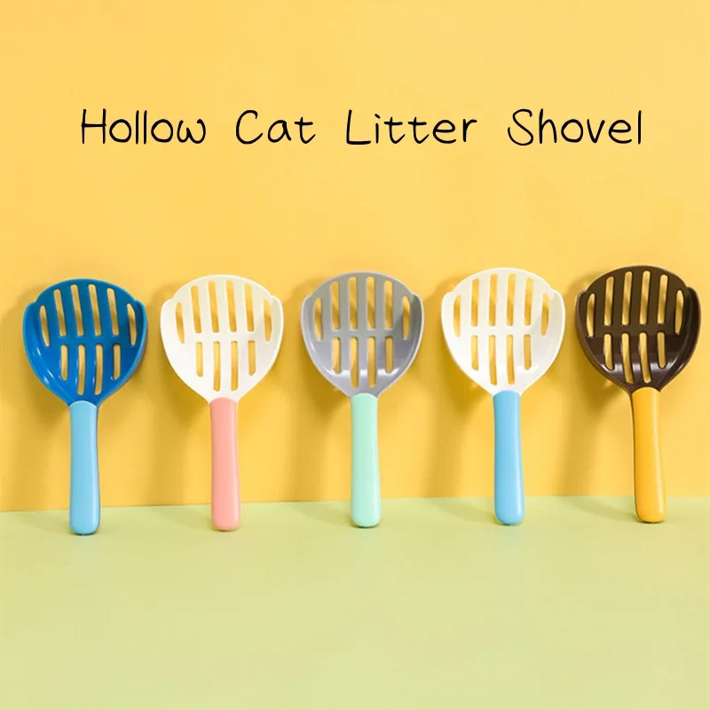 Plastic Litter Shovel 22.5*11cm Hollow Grooming Scoop Long Handle Convenient Pick Up Cat Excrement Cleaning