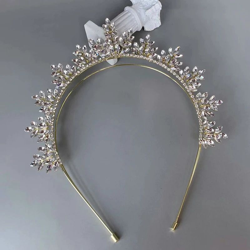 Shine Rhinestone Women Hairband Gold Silver Color Bridal Hair Tiara Fashion Wedding Prom Crown Accessories 250117