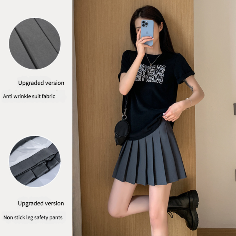 Pleated skirt for women summer white short skirt Japanese-style high-waist slimming autumn and winter new JK plaid, plus-size A-line