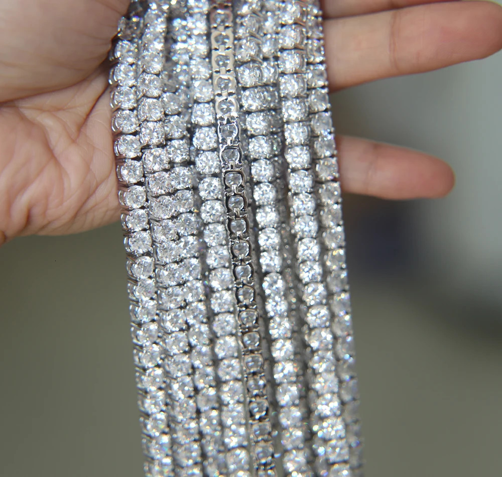 3MM 4MM 5MM cubic zirconia CZ tennis chain necklace high-quality ice out sparkling hip-hop mens classic basic chain 250109
