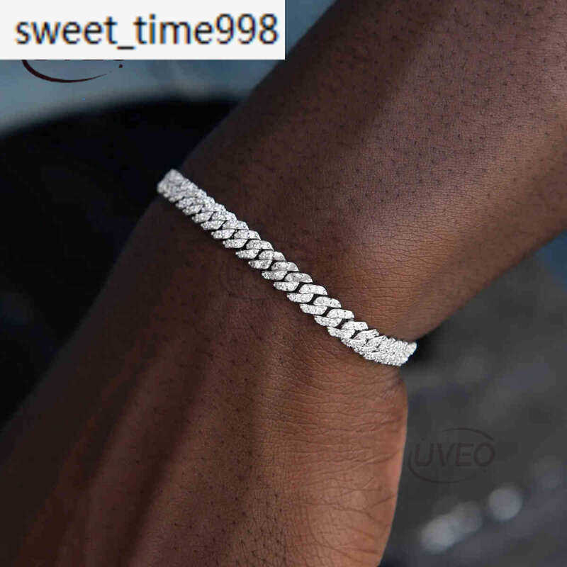 6mm White Gold Sterg Sier VVS Moissanite Dia Cuban k Chain Bracelet Iced Out Mossanite Jewelry For Men Women moissanite aaa