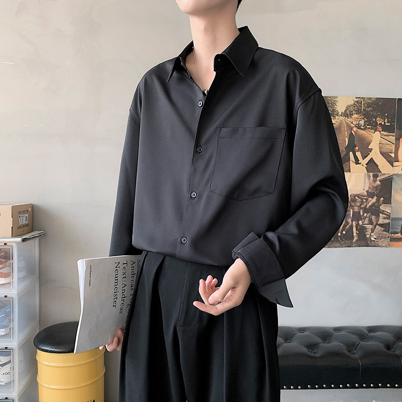 L118Versatile Men's Casual Long Sleeve Shirt with a Trendy Design for Students - Ideal for Spring & Autumn