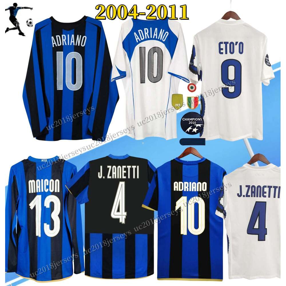 2004-10 Retro Soccer Jerseys FIGO IBRAHIMOVIC SNEIJDER MILITO Classic Shirt J.zanetti ADRIANO Eto O BALOTELLI04 05 06 07 08 09 10 11 INTerSHome Away Vintage Jersey
